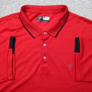 Callaway Polo Shirt Mens 2XL‎ XXL Red Opti-Dri Golf 100% Polyester Short Sleeve
